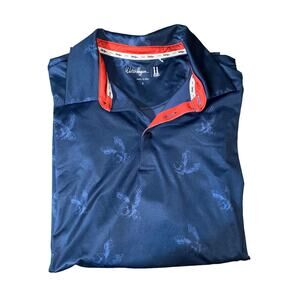 Walter Hagen 11 Majors Blue Eagle Print Short Sleeve Collared Polo Shirt Size L